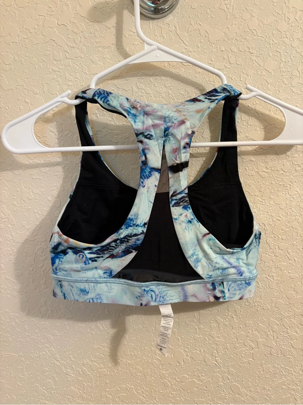 lululemon athletica Light Blue Tie-Dye Sports Bra with Black Racerback